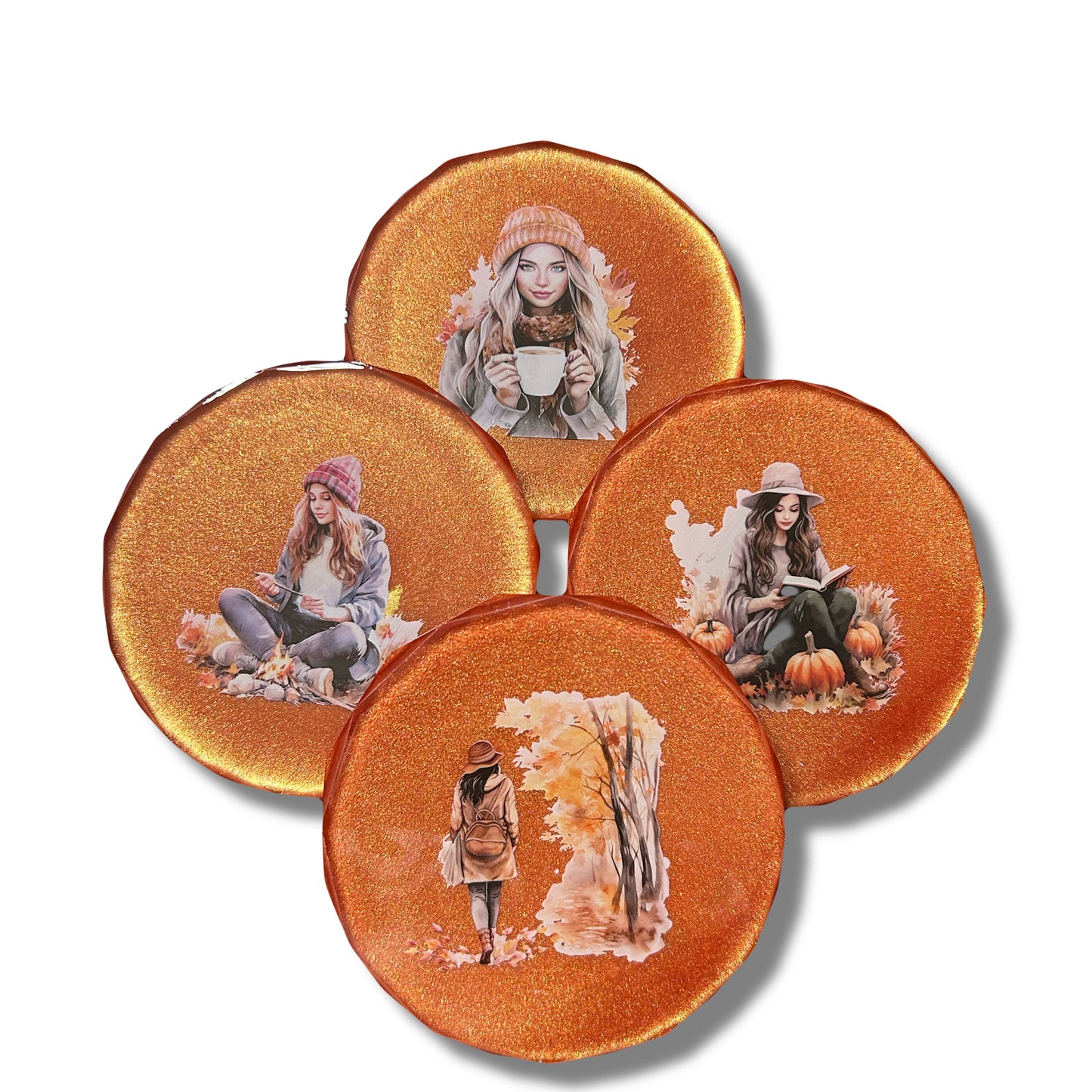 4 Piece Diamond Edge Coaster Set